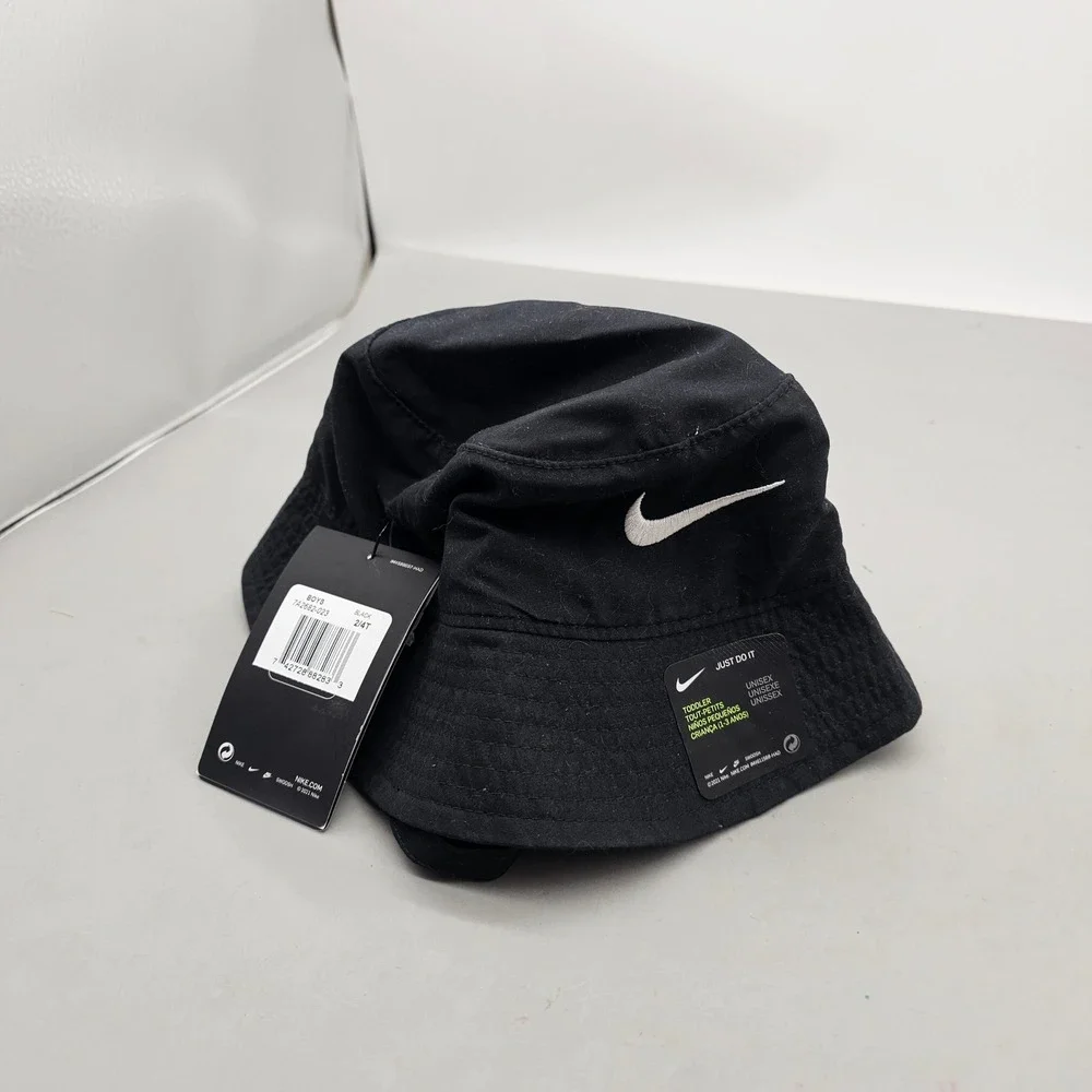 Nike Toddler Boys Bucket Hat Black Swoosh Logo Sun Hat 2/4T 7A2682-023
